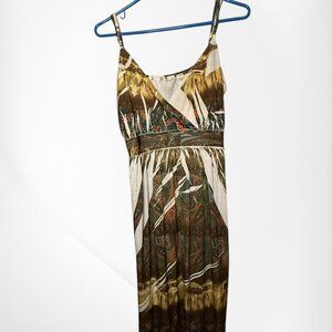 Caren Sport Boho Paisley Spaghetti Strap Maxi Dress Brown Earth Tone Festival 1X